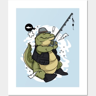 Fishing crocodile Posters and Art